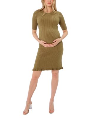 Women's Cotton Knit Knee Length Maternity Sweater Dress