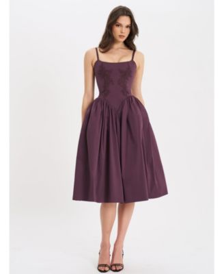 Oakleigh Cotton Lace-up Back Midi Dress