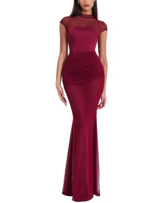  Fabienne Mesh Cap Sleeve Mermaid Gown