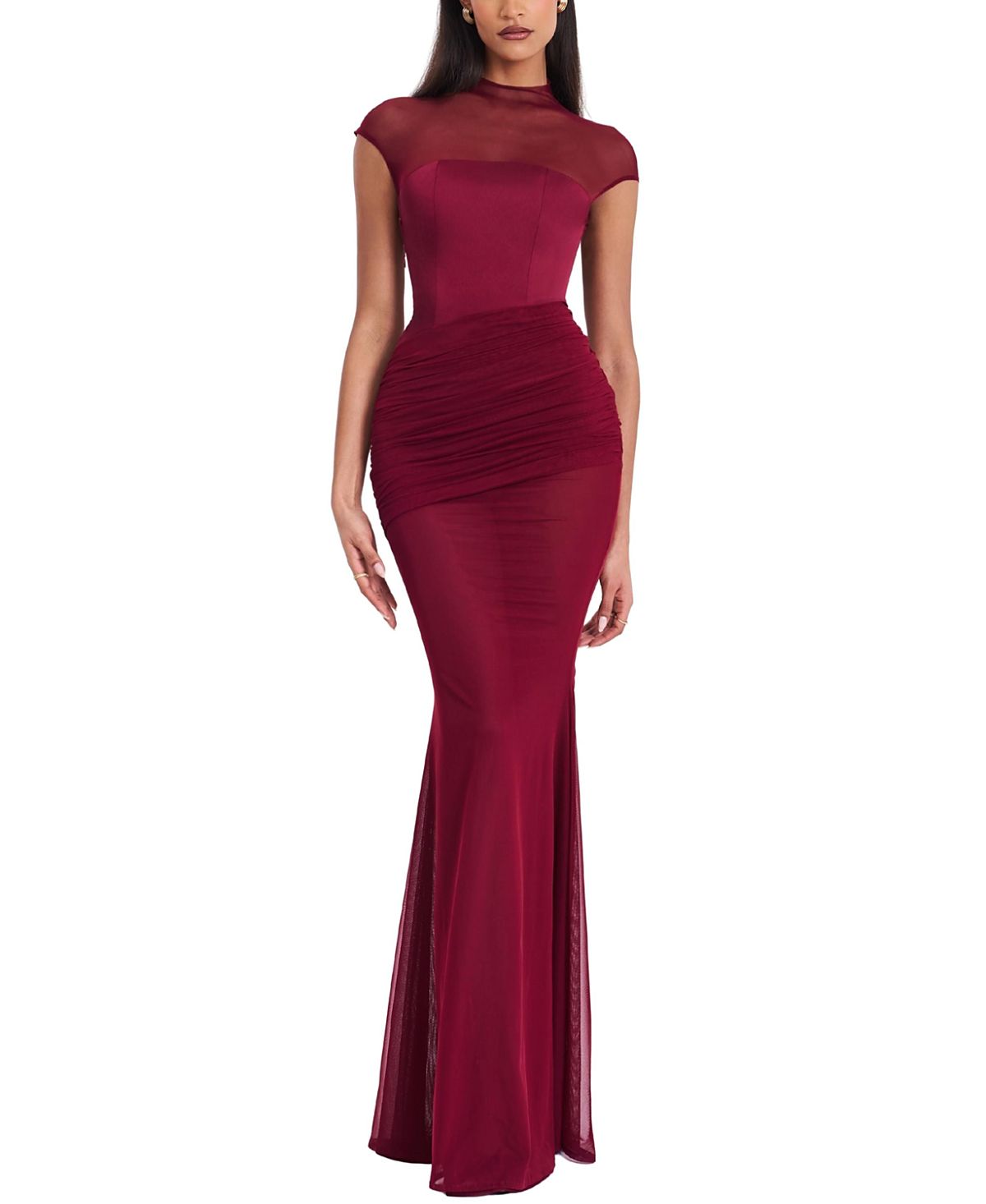 Miss Circle Fabienne Mesh Cap Sleeve Mermaid Gown
