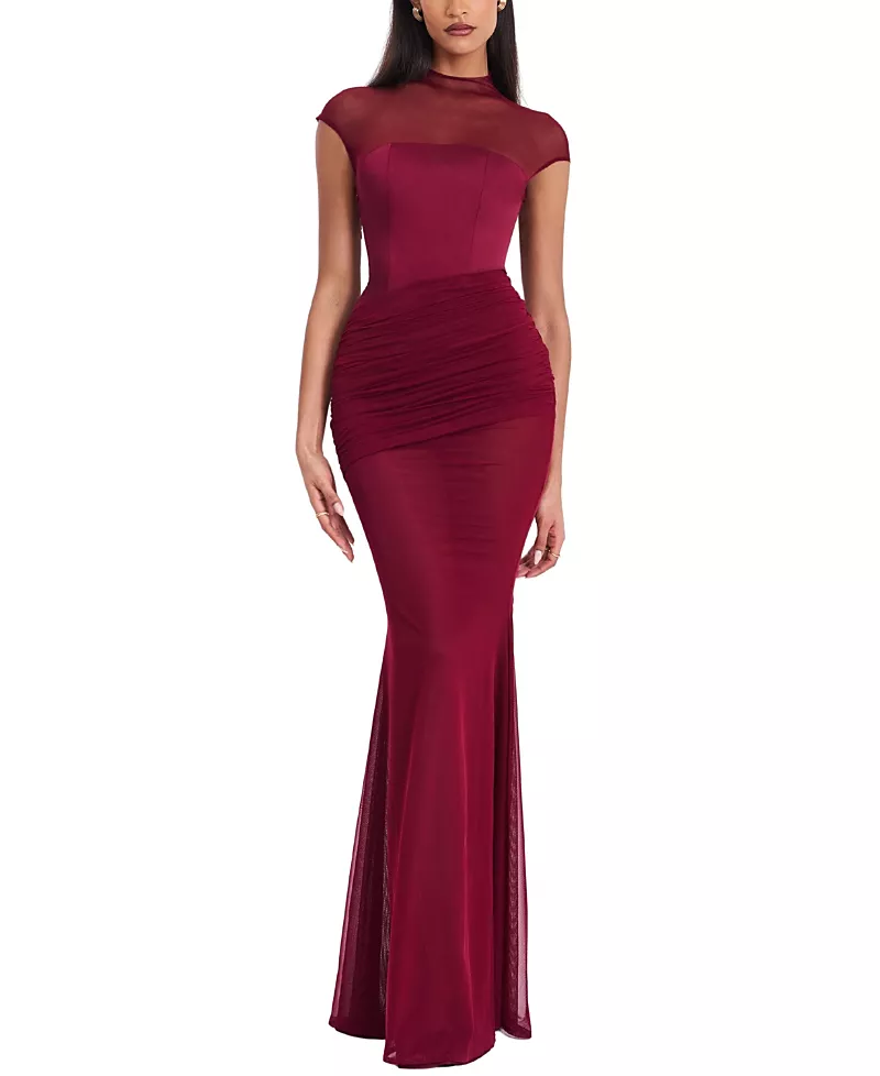Miss Circle Fabienne Mesh Cap Sleeve Mermaid Gown
