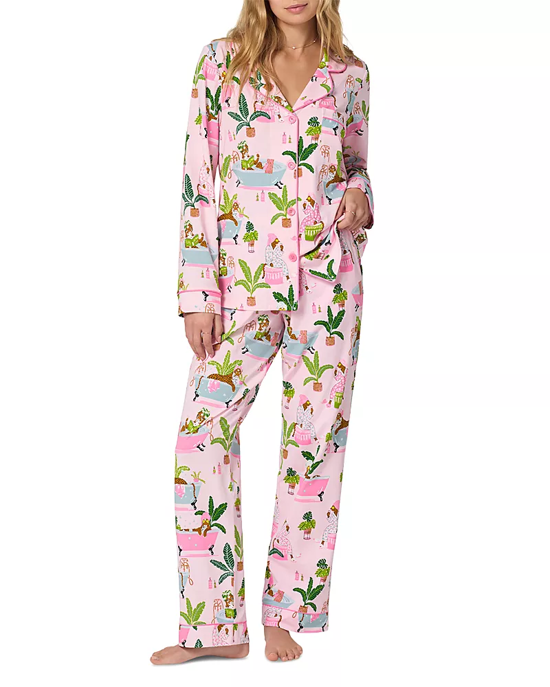 BedHead Pajamas Spa Day Long Sleeve Classic Stretch Jersey Pajama Set