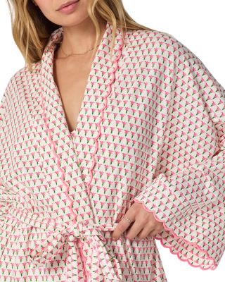 Blossom Geo Banded Collar Stretch Jersey Robe