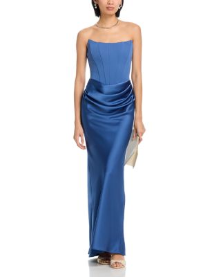 Long Scuba Strapless Gown - Exclusive