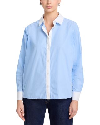 Poplin Ticking Contrast Shirt