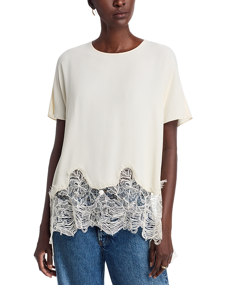 Fabiana Filippi Crepe Lace Trim Top