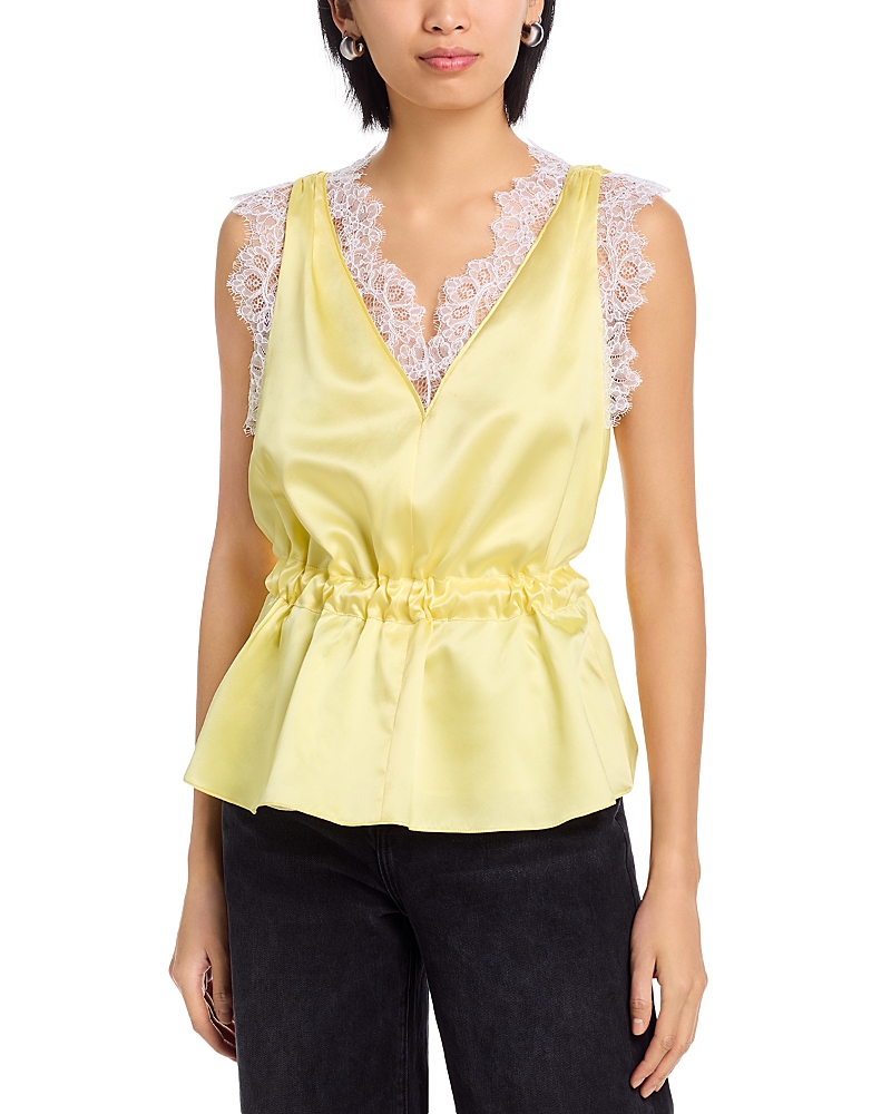 3.1 Phillip Lim Satin Lace Trim Sleeveless Top