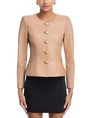 Mariella Collarless Leather Blazer