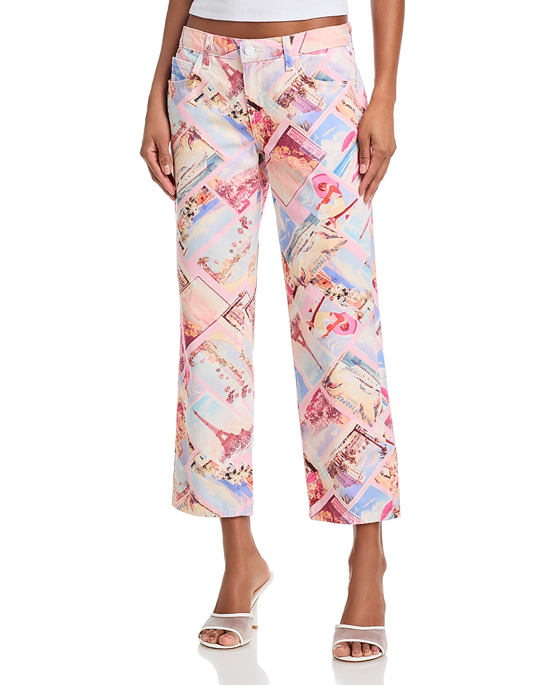 L'Agence Blaine Low Rise Crop Stovepipe Jeans in Pink Postcard