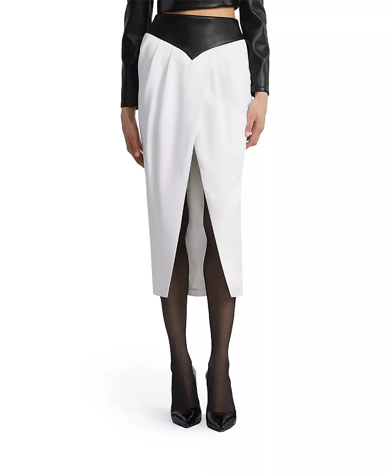 Bcbgmaxazria Leather Crepe Skirt