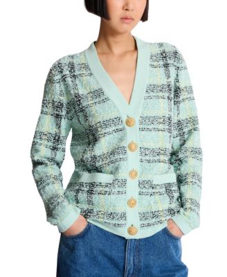  Loose Glitter Tweed Cardigan
