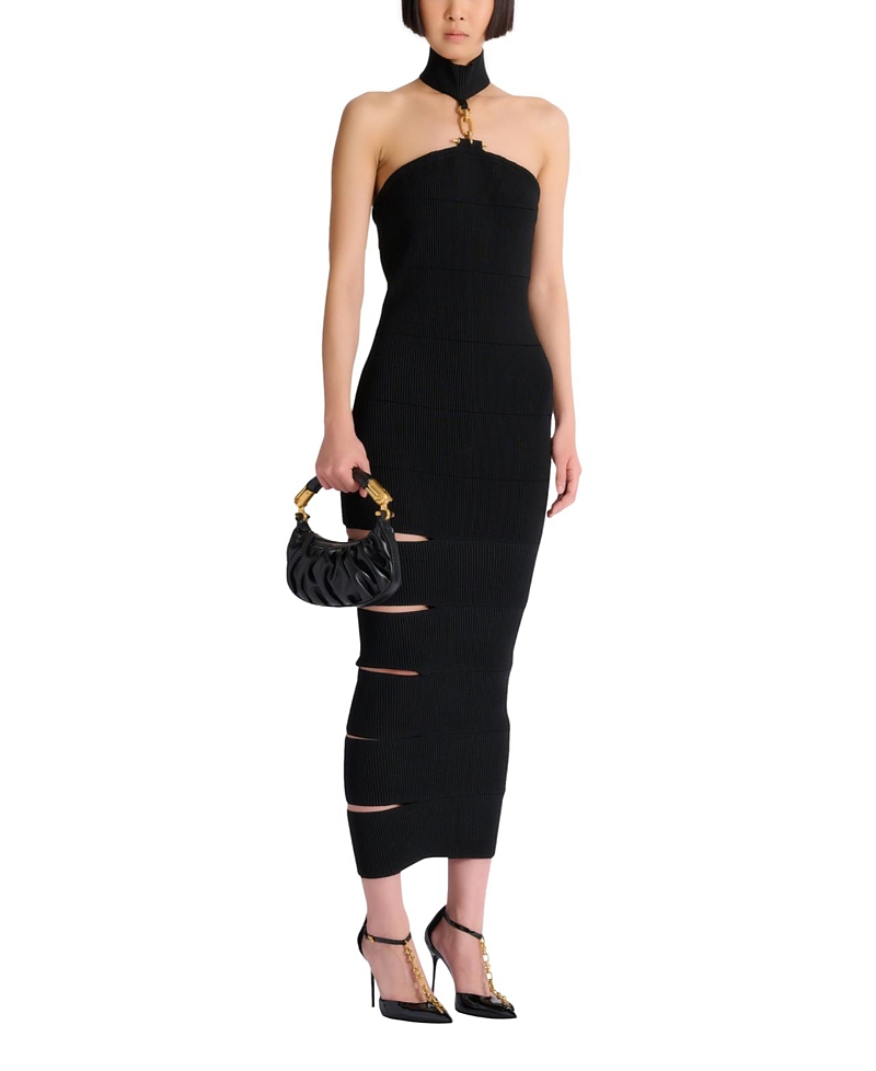 Balmain Long Sleeveless Dress with Embellished Detail