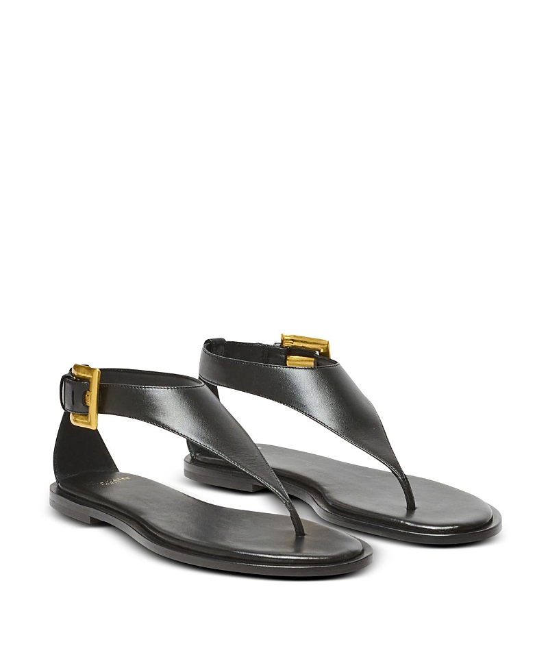 Balmain Women's Anthem Flat Toe Post Sandals in Lambskin Leather