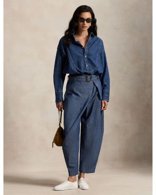 Chambray Tapered Wrap Pants