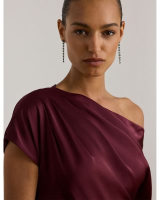 Satin Charmeuse Off the Shoulder Gown