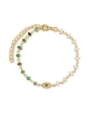  Soothing Oasis Opal Emerald Evil Eye Charm Bracelet