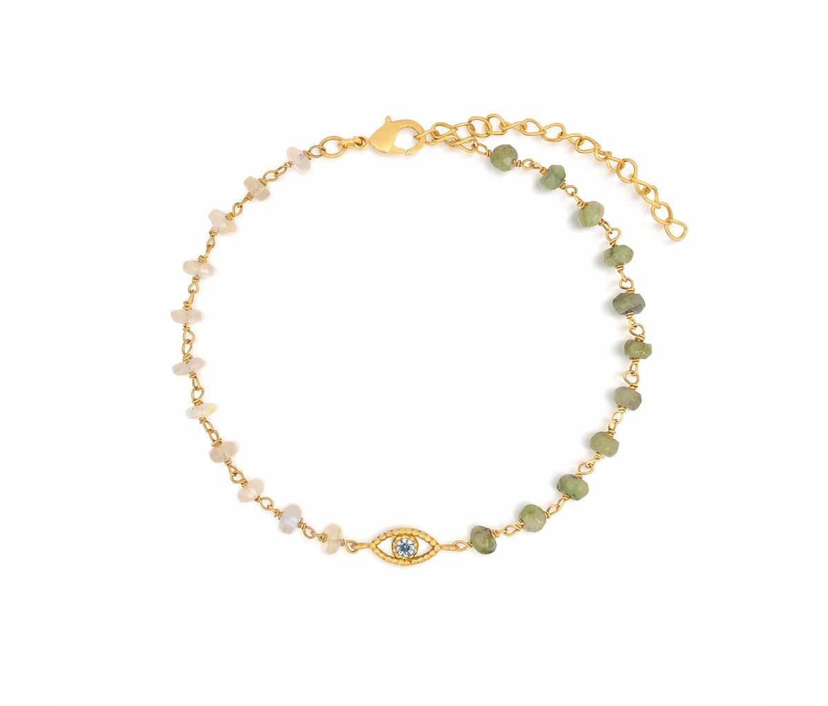 Karma and Luck Soothing Oasis Opal Emerald Evil Eye Charm Bracelet