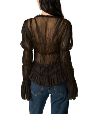  Ruched Sheer Blouse