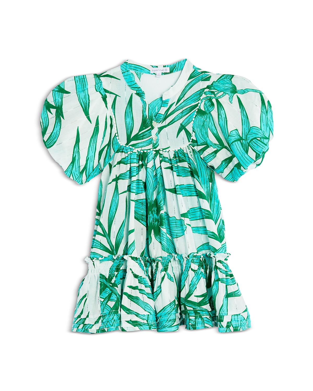 Poupette St. Barth Girls' Palm Leaf Print Dress - Little Kid, Big Kid