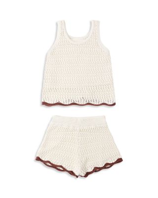 Rylee + Cru Girls' Crochet Tank & Shorts Set - Little Kid, Big Kid In White