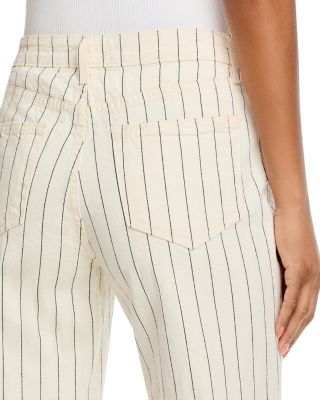 Wanda High Rise Crop Wide Leg Jeans in Ecru/Navy Stripe