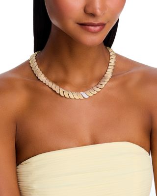 18K White & Yellow Gold San Marco Textured Collar Necklace, 16"