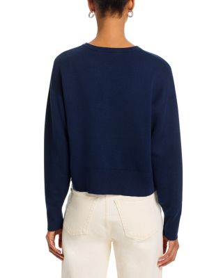 Genevieve Solid Drop Shoulder Henley Sweater