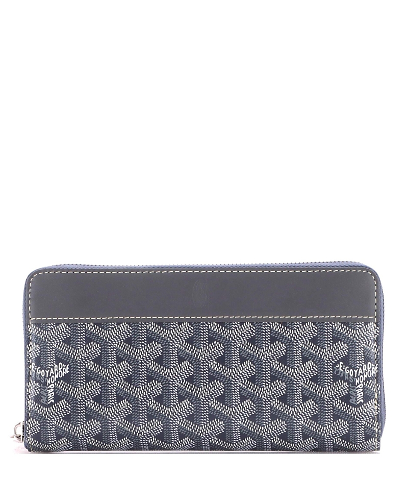 Pre-owned Pre-owned Goyard Goyard Matignon Zip Wallet Coated Canvas With Leather In Gray