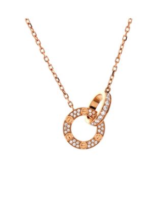  Love Interlocking Pave Necklace 18K Rose Gold and Diamonds, 14.75 - 16"