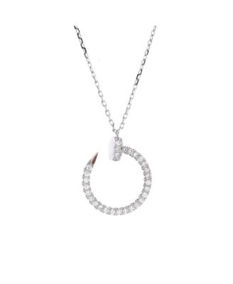  Juste un Clou Pendant Necklace 18K White Gold and Pave Diamonds, 16.25 - 17.75"