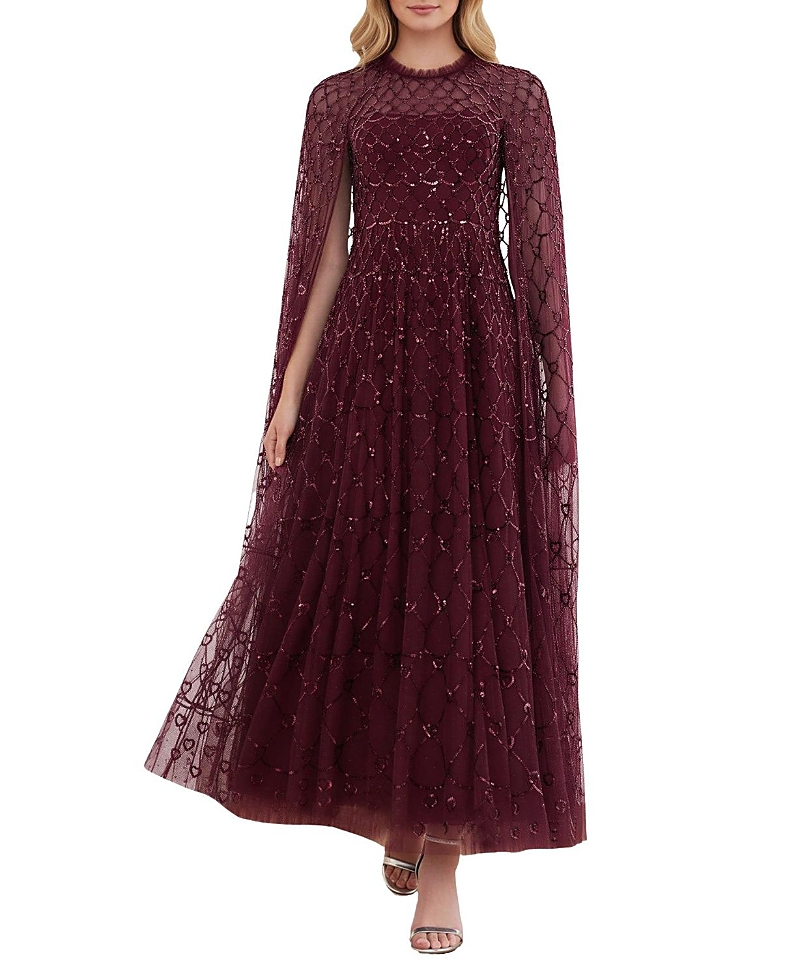 Needle & Thread Heart Lattice Cape Ankle Gown