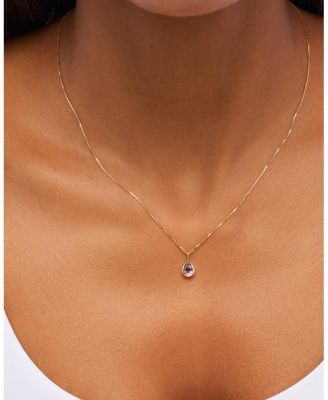  Solid Yellow Gold Teardrop Charm Necklace
