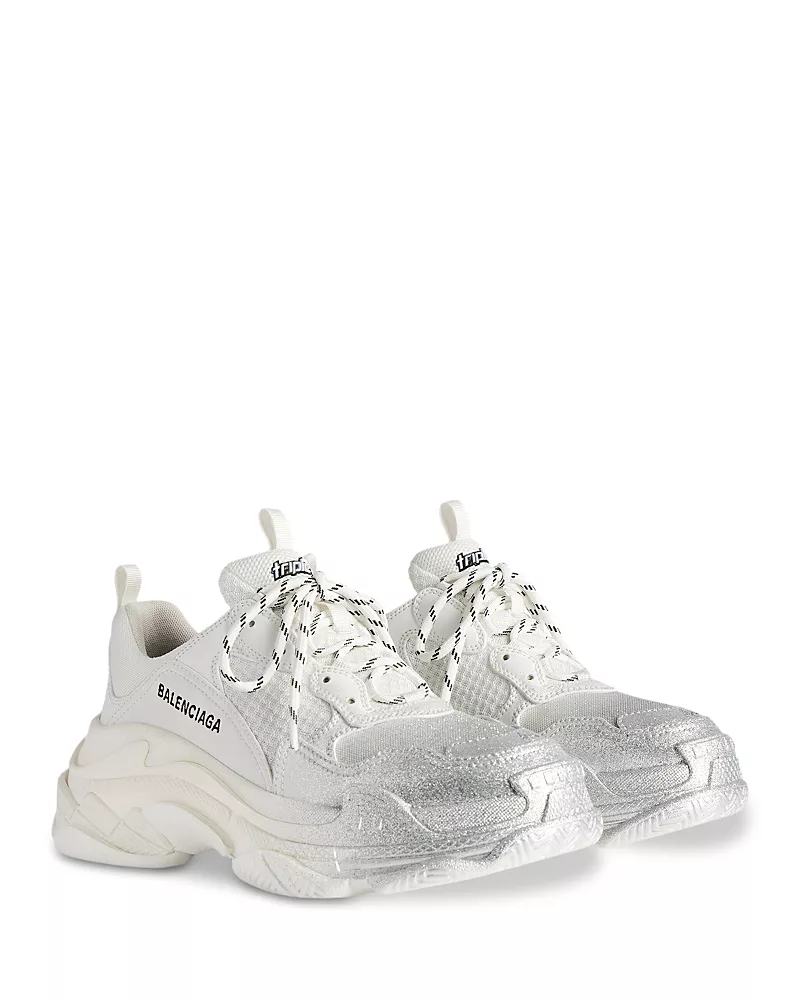 Balenciaga Women's Triple S Glitter Spray Sneakers