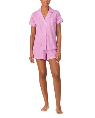 Short Sleeve Classic Knits Notch Collar Boxer Pajama Set