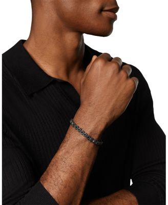 Men's Hex Pav&eacute; Tennis Bracelet in Black Titanium with Black Diamonds, 8mm