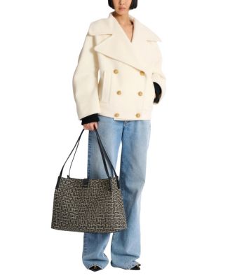  Medium Release Shopper Bag in Monogram Jacquard and Calfskin Leather
