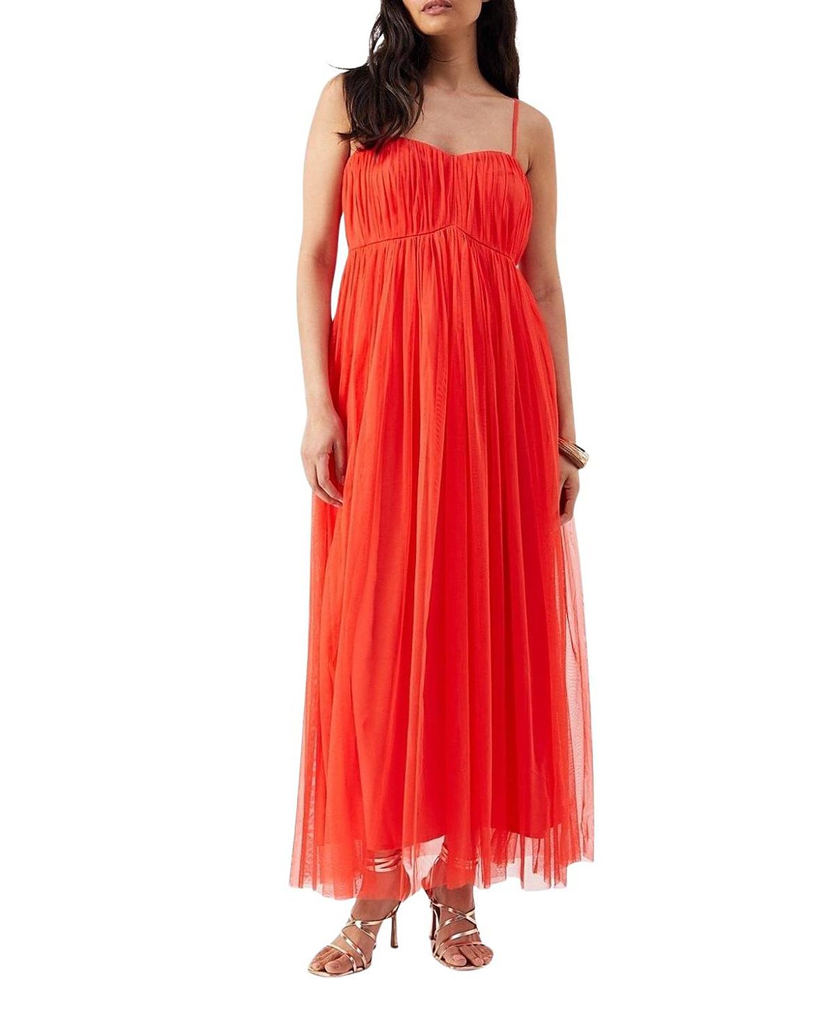 Warehouse Tulle Strappy Bandeau Maxi Dress