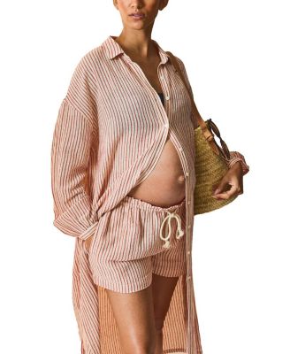 The Bungalow Striped Maternity Shirt Dress