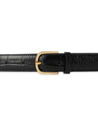Women's Slim Croco Embossed Leather Belt
