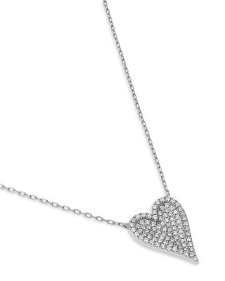 Diamond Heart Pendant Necklace in 14k White Gold, 0.50 tcw