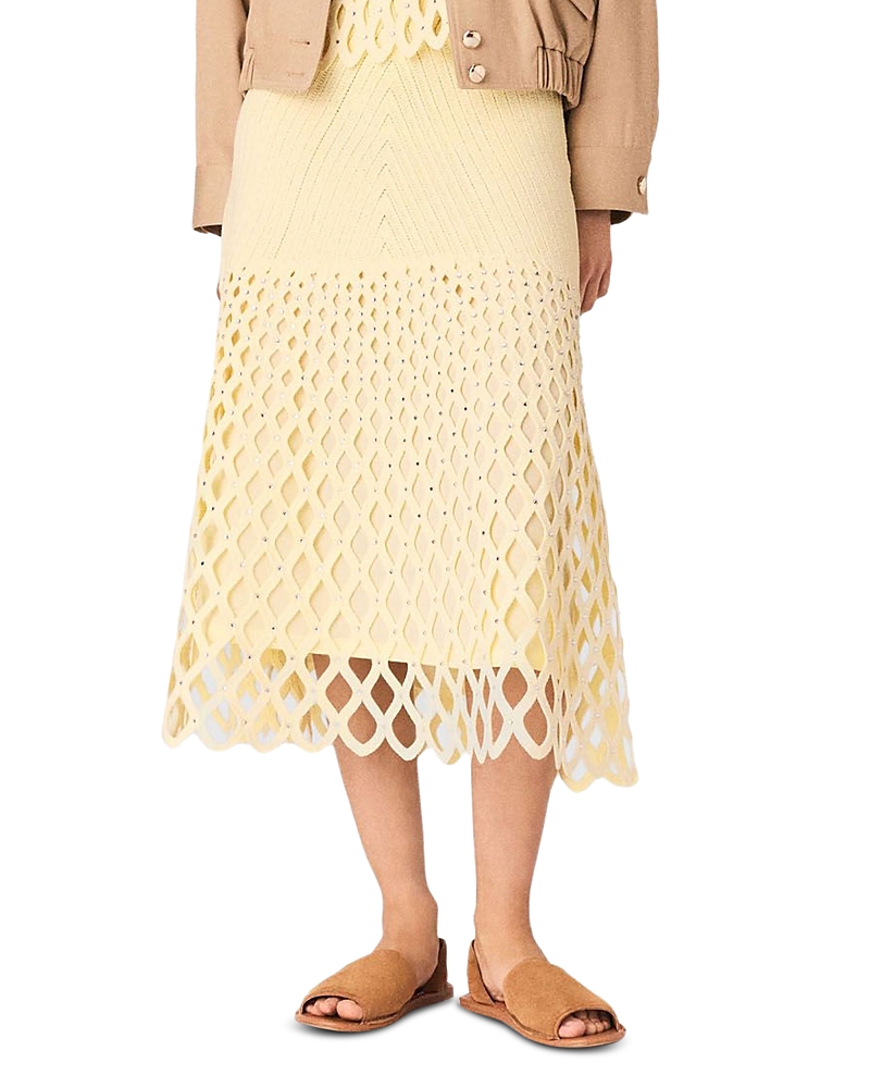 Maje Crochet Midi Skirt