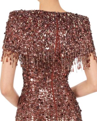 Eugenie Sequin Fringed Maxi Dress