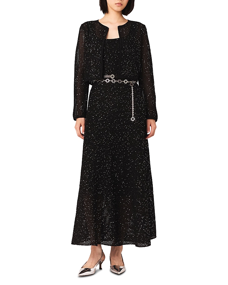 Maje Rhinestone Knit Cardigan
