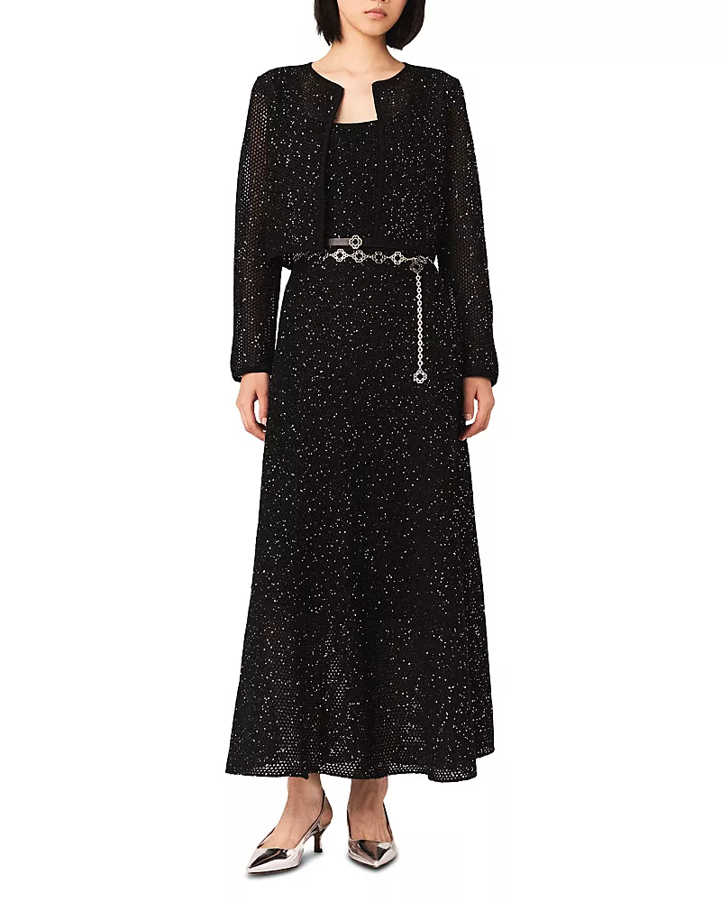 Maje Rhinestone Knit Cardigan