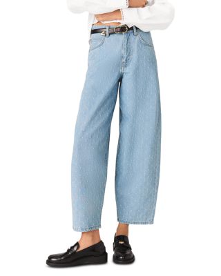 Textured Balloon Jeans in Blue Sky