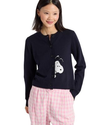  Women's Wool-Cashmere Sneeky Snoopy Cardigan