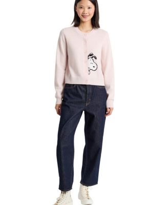  Women's Wool-Cashmere Sneeky Snoopy Cardigan