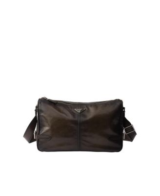  Antiqued Leather Zipper Shoulder Bag