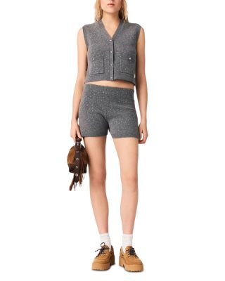 Rhinestone Cropped Vest