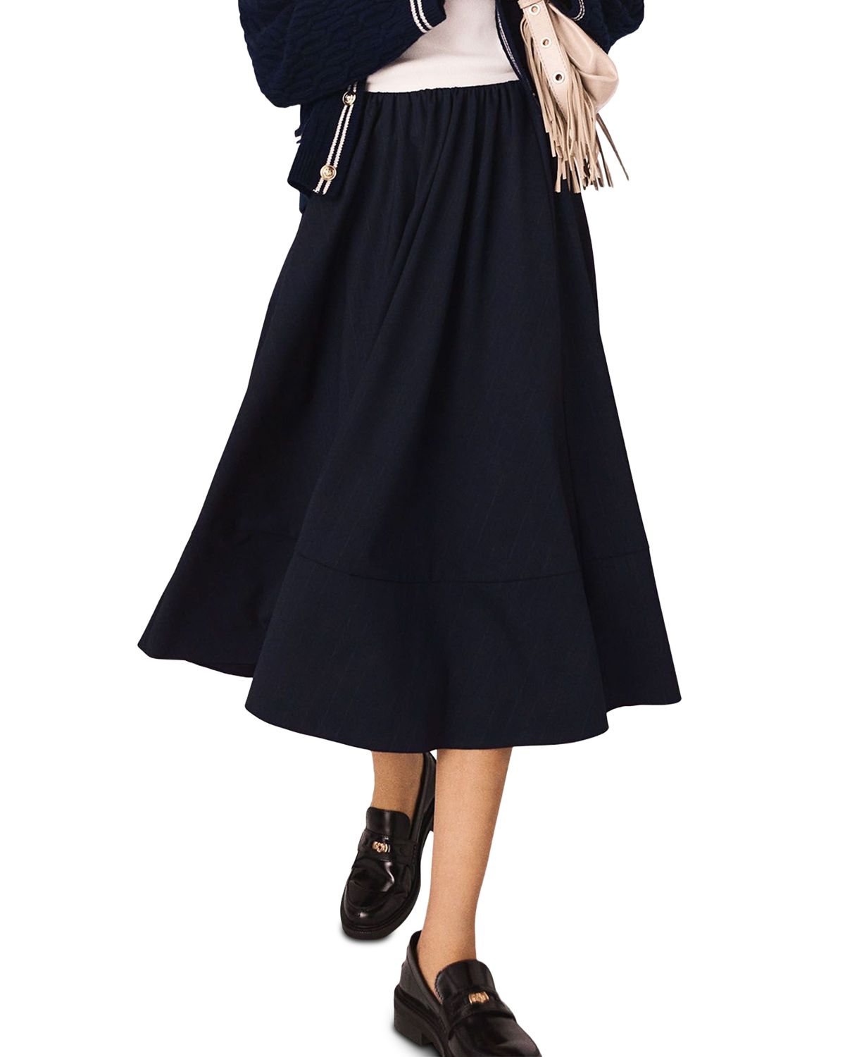 Striped Tailored Midi Skirt - angle 1